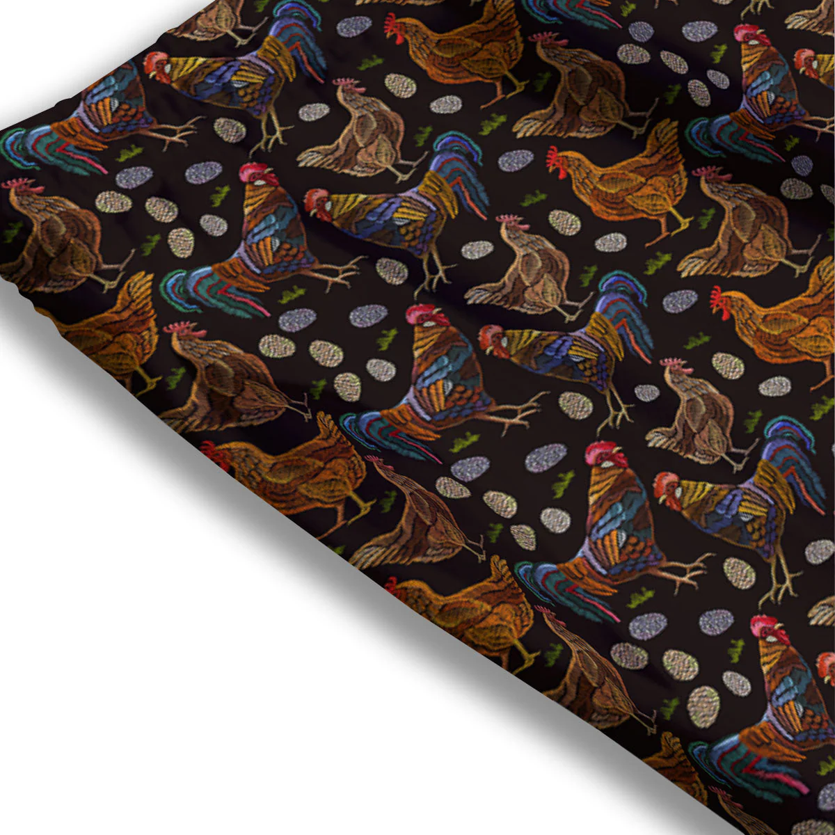 Rooster Embroidery Print Pattern Mesh Shorts - Image 3