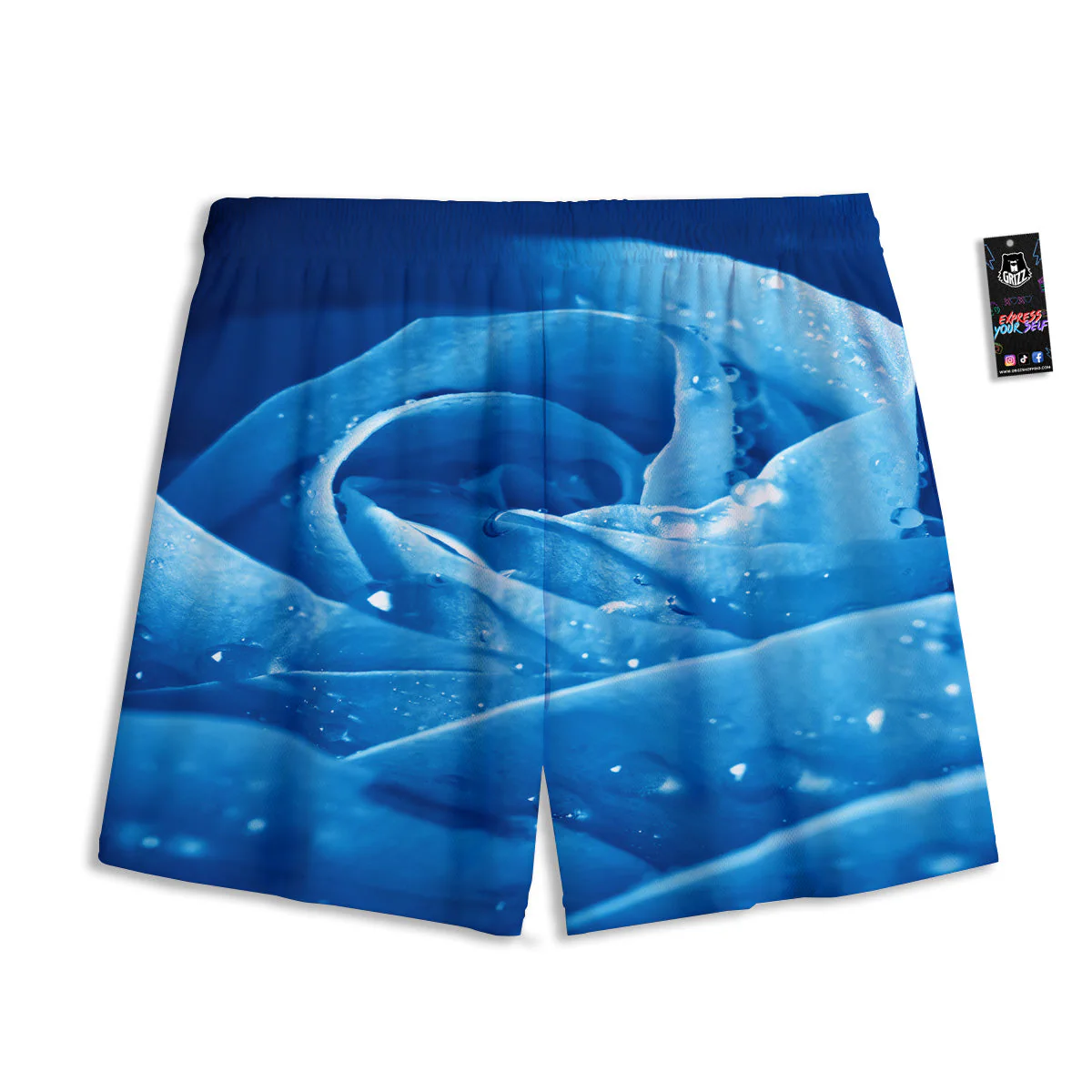 Rose Blue Print Mesh Shorts - Image 2