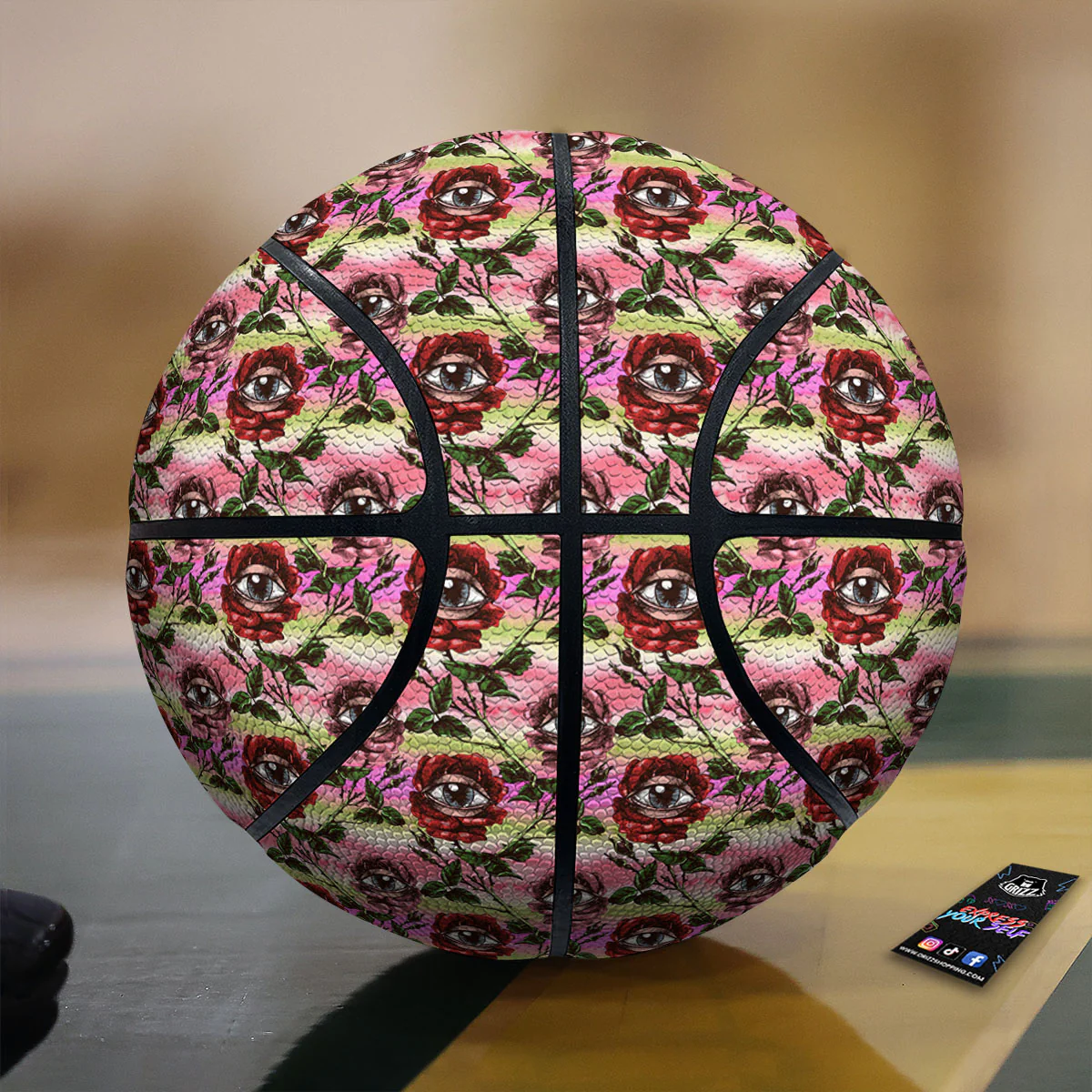 Rose Eyeball Print Pattern Basketball
