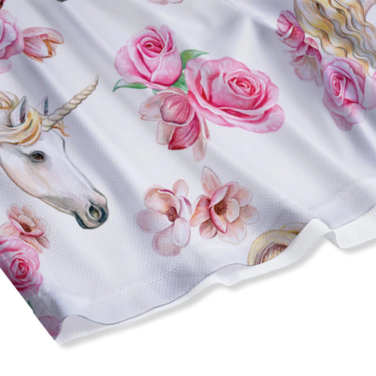 Rose Fairy White Unicorn Print Pattern Mesh Shorts - Image 4