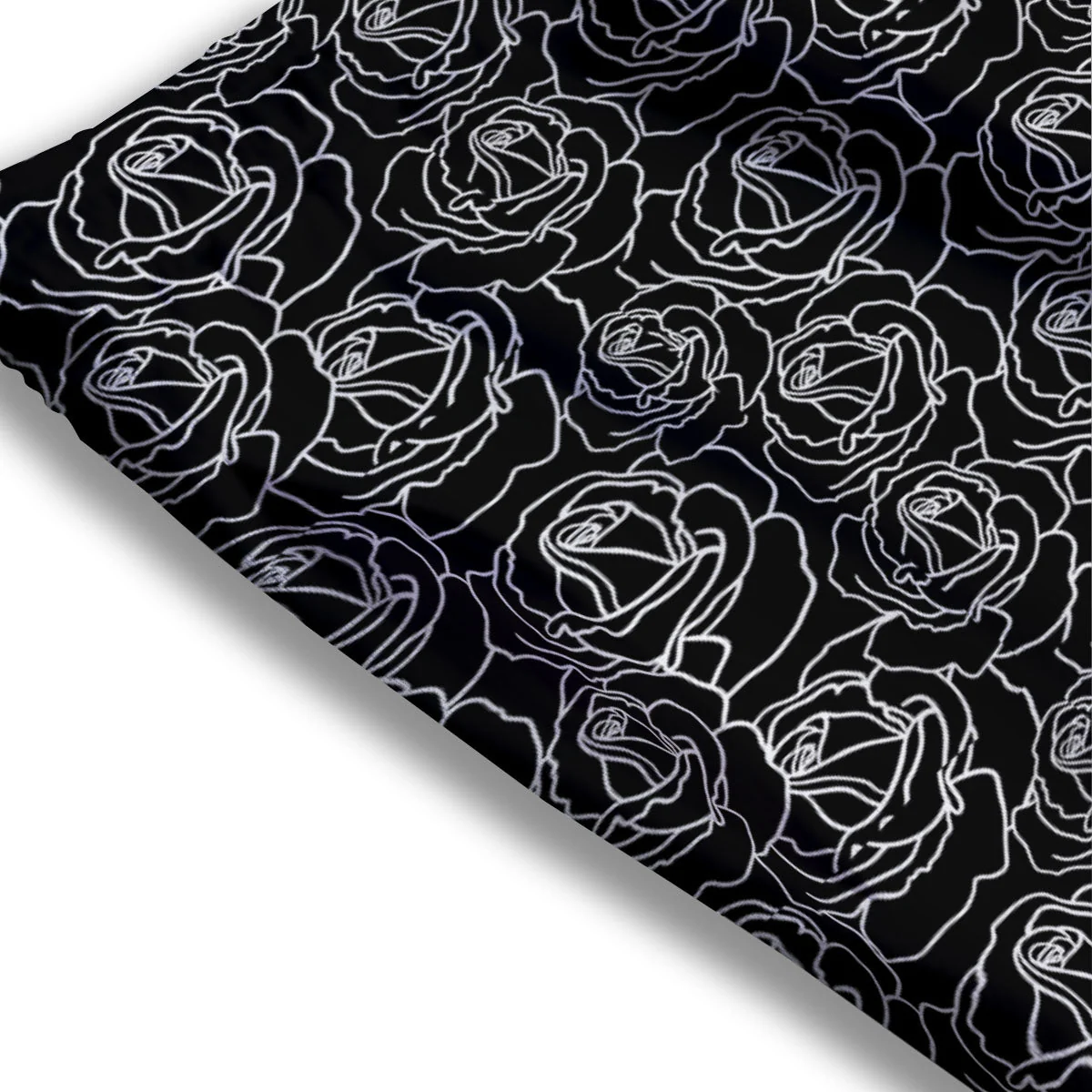 Rose Floral Black Print Pattern Mesh Shorts - Image 3