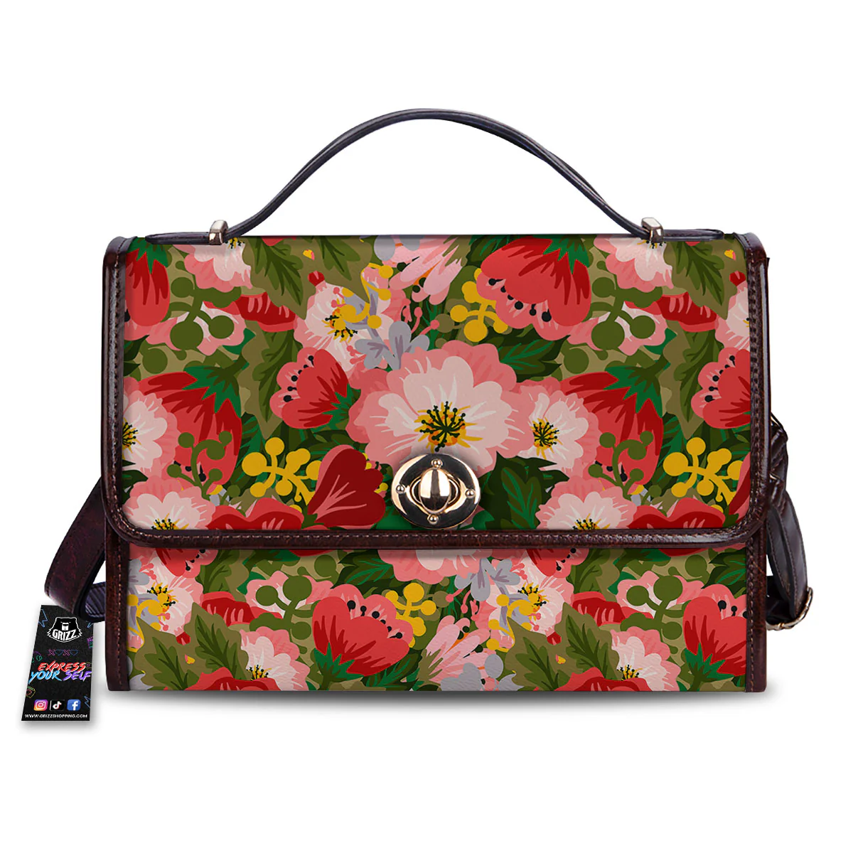 Rose Floral Red And Pink Print Pattern Women's Satchel Bag