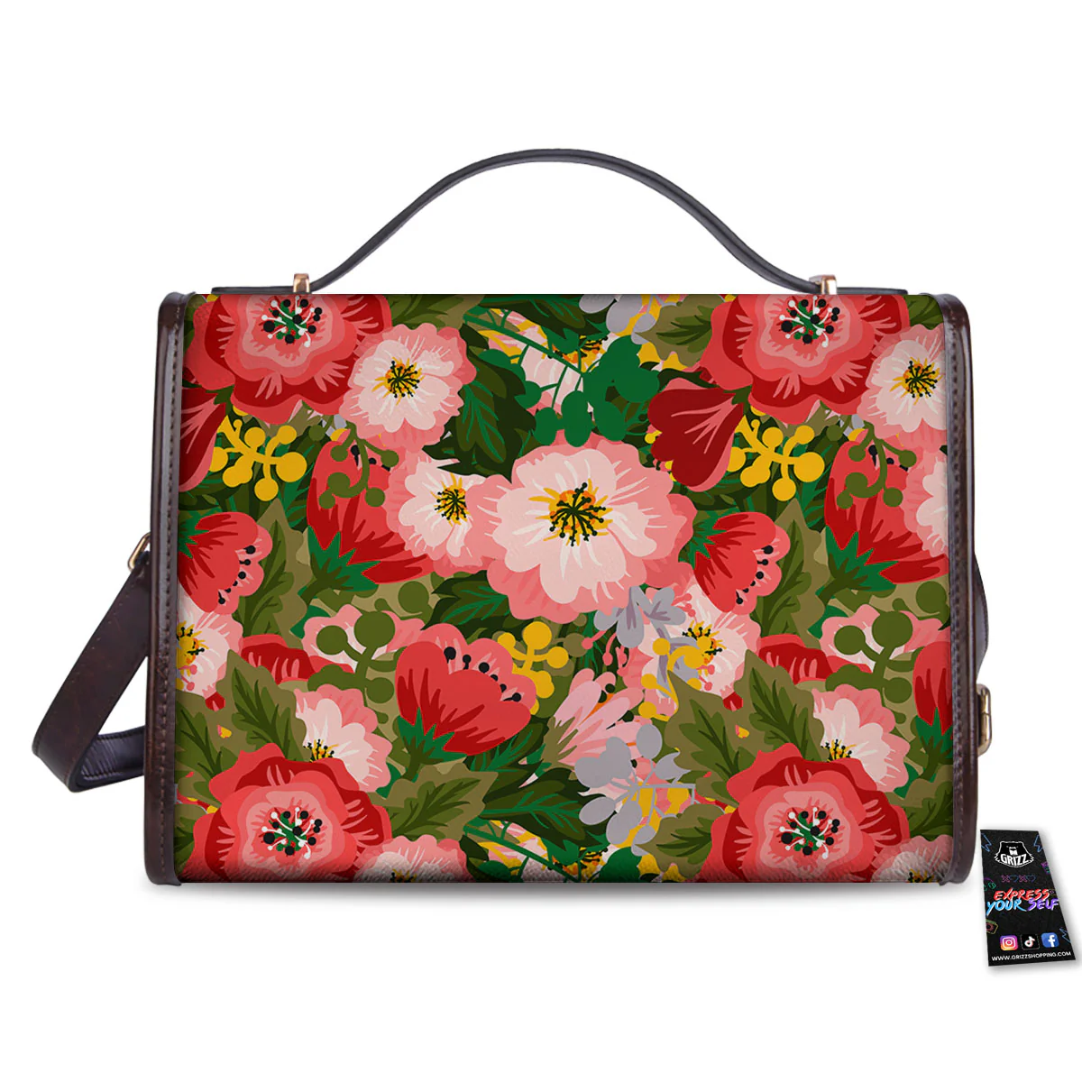 Rose Floral Red And Pink Print Pattern Women's Satchel Bag - Image 2
