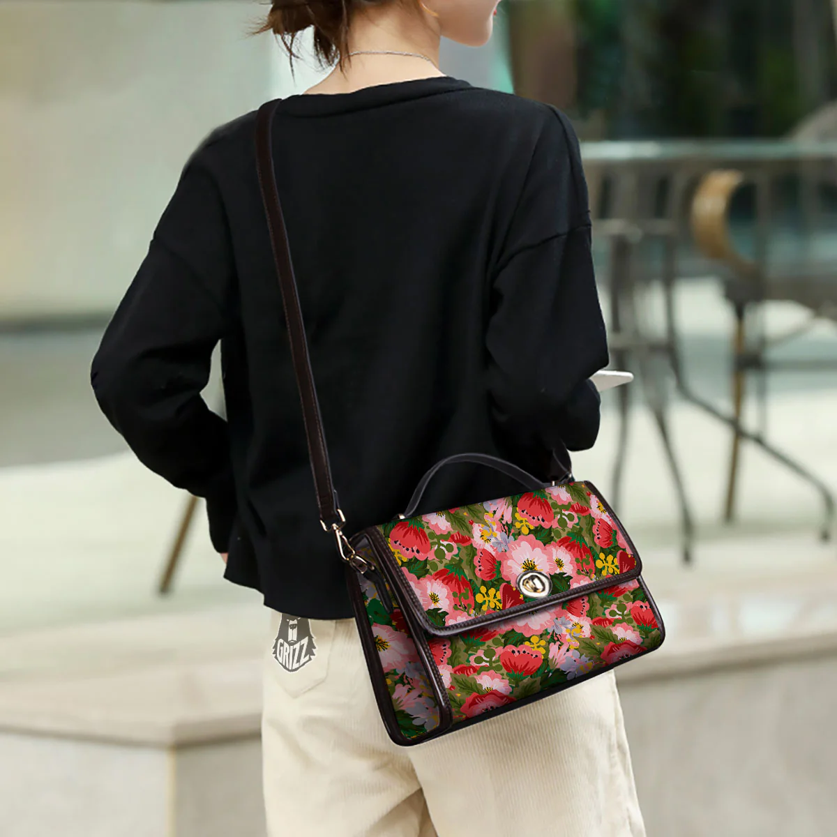Rose Floral Red And Pink Print Pattern Women's Satchel Bag - Image 3
