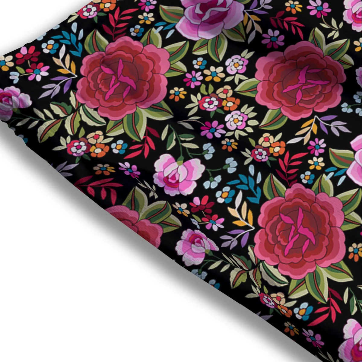 Rose Floral Red Pink Print Pattern Mesh Shorts - Image 3