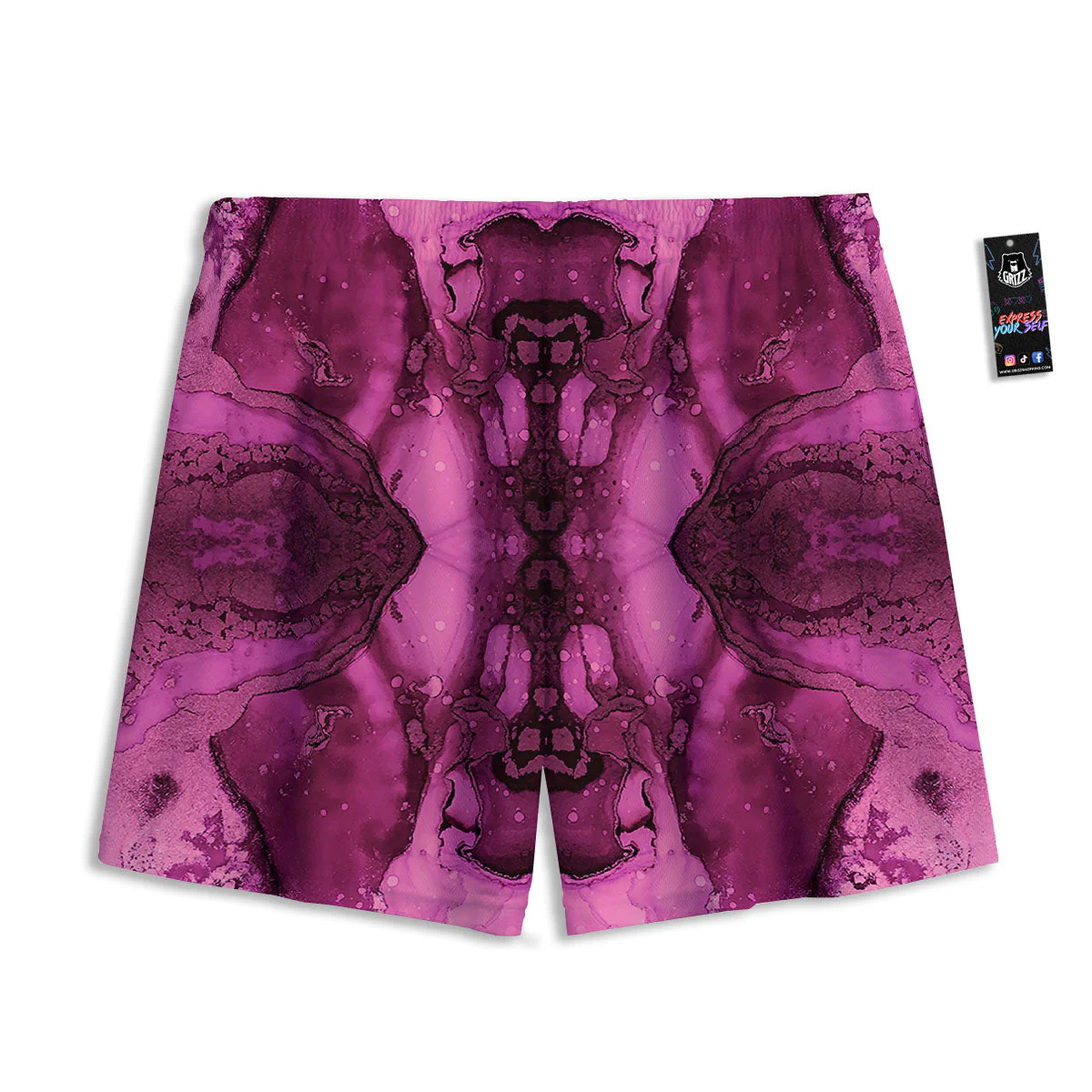 Rose Kaleidoscope Pink Print Mesh Shorts - Image 2