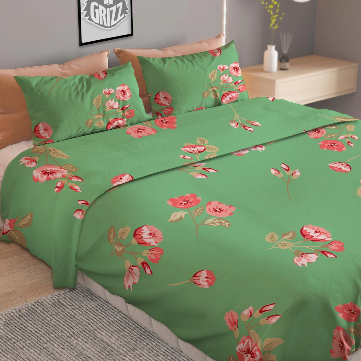 Rose Petals Print Pattern Duvet Cover Bedding Set - Image 2