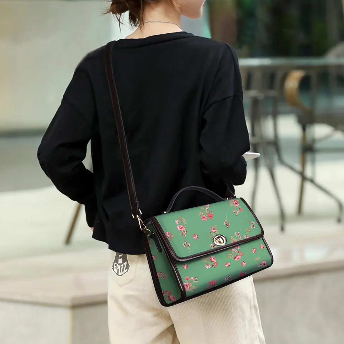 Rose Petals Print Pattern Women's Satchel Bag - Image 3