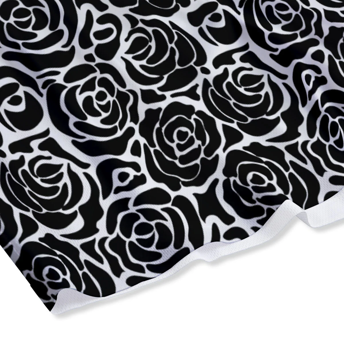 Rose Print Monochrome Pattern Mesh Shorts - Image 4
