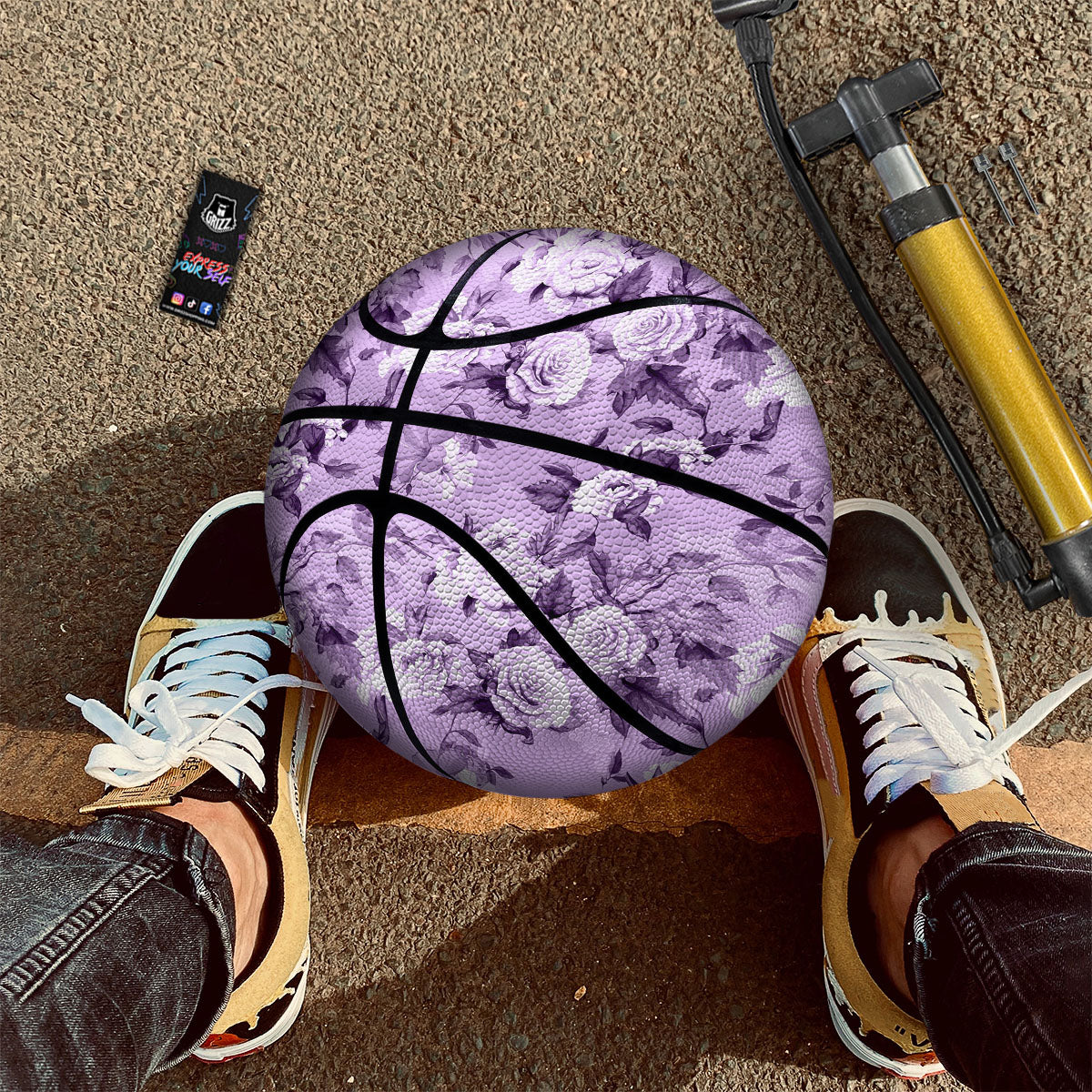 Rose Purple Print Pattern Basketball - Image 2