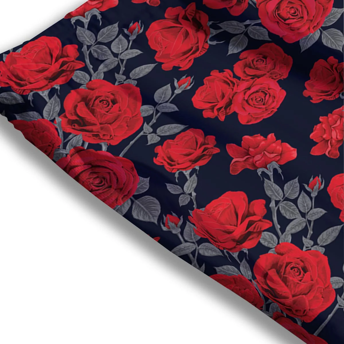 Rose Red Print Pattern Mesh Shorts - Image 3