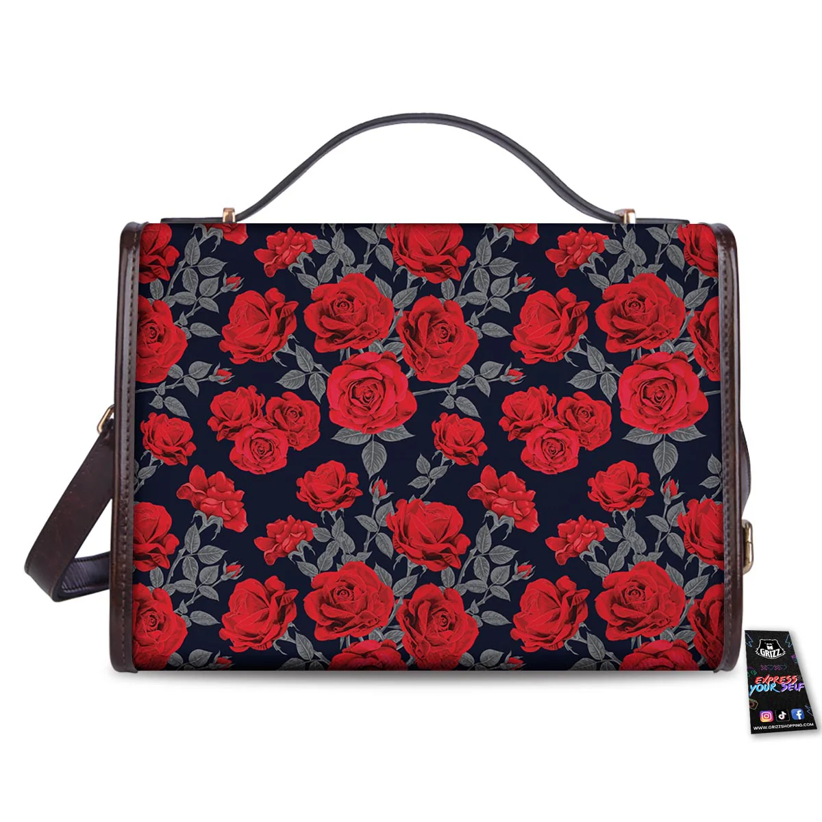 Rose Red Print Pattern Women's Satchel Bag - Image 2
