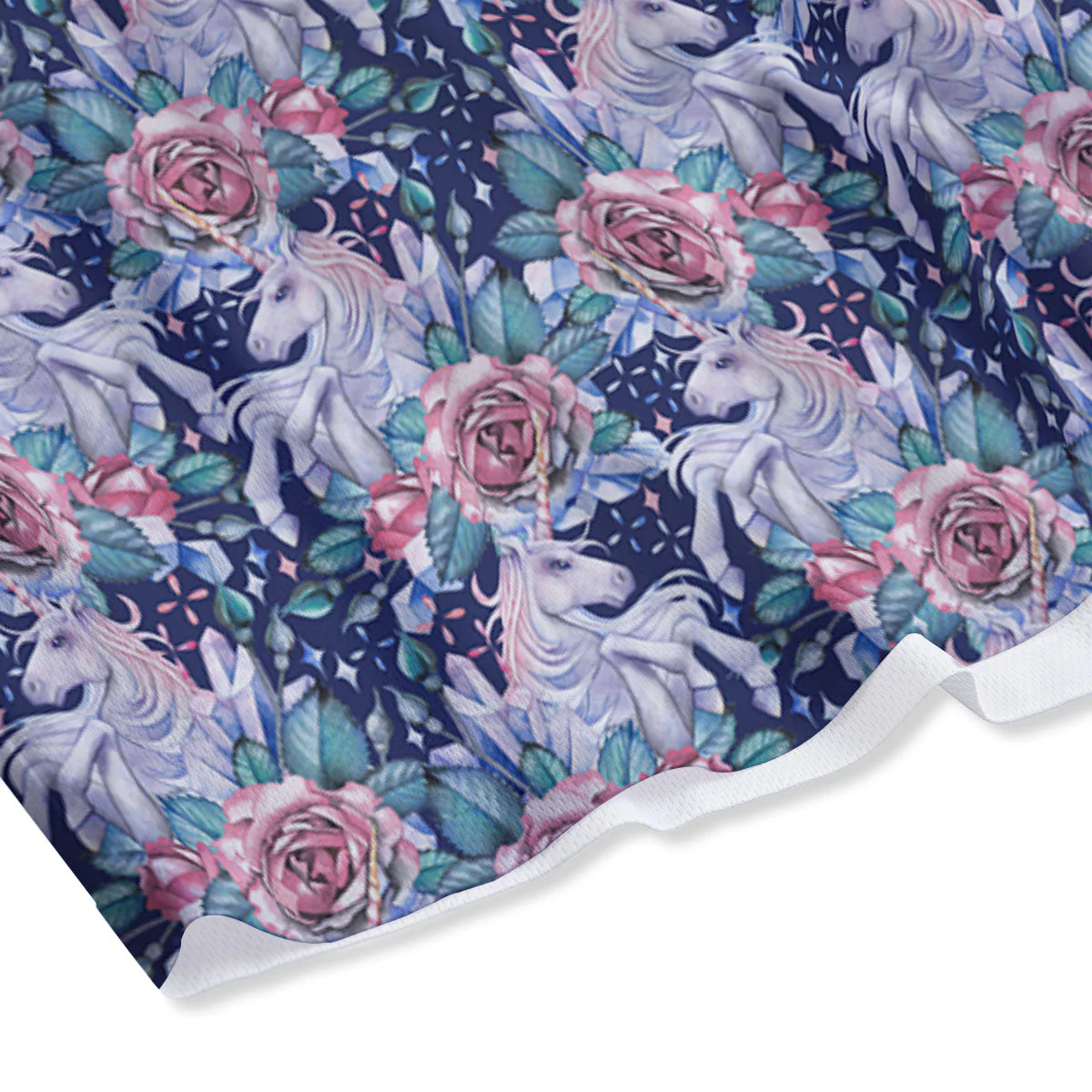 Rose Unicorn Blue Fairy Print Pattern Mesh Shorts - Image 4