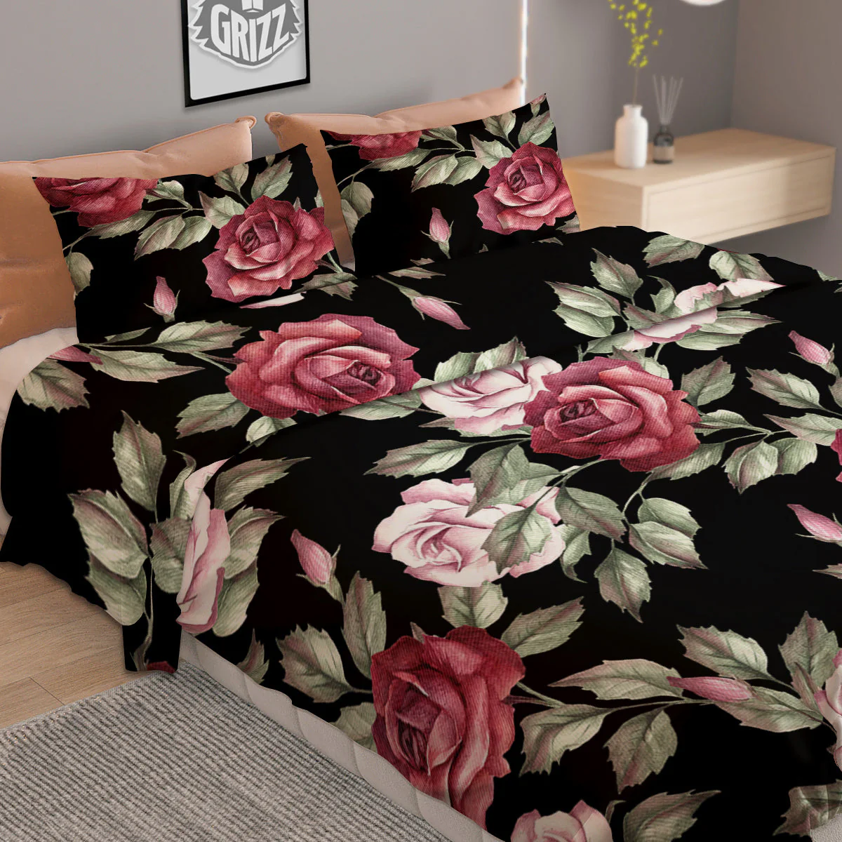 Rose Valentine's Day Print Pattern Duvet Cover Bedding Set - Image 2