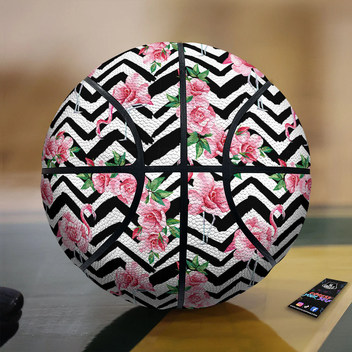 Rose Zigzag Pink Print Pattern Basketball