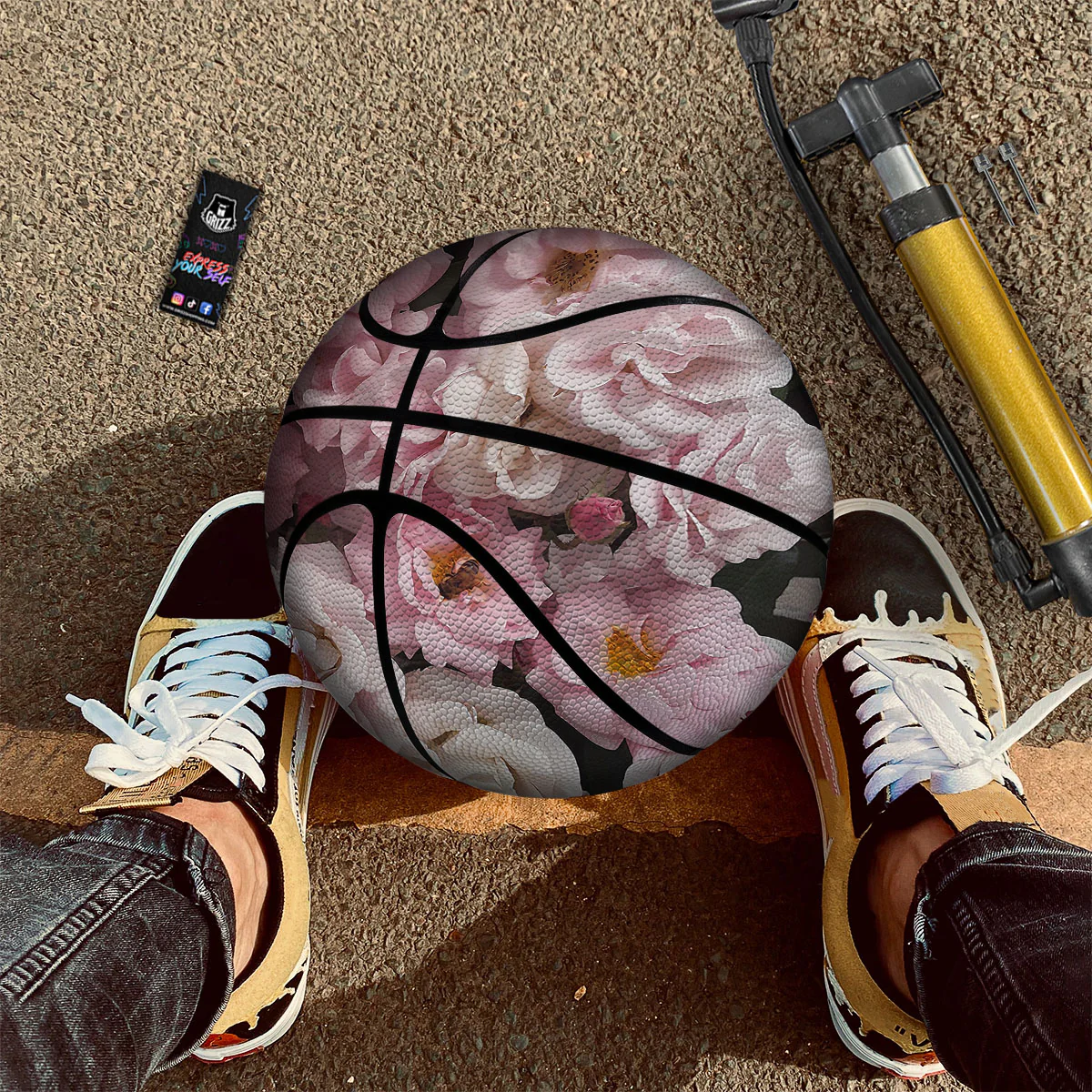 Roses Floral Retro Pink Print Basketball - Image 2