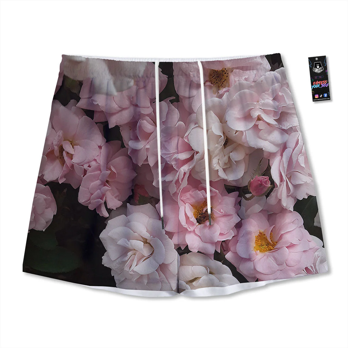 Roses Floral Retro Pink Print Mesh Shorts