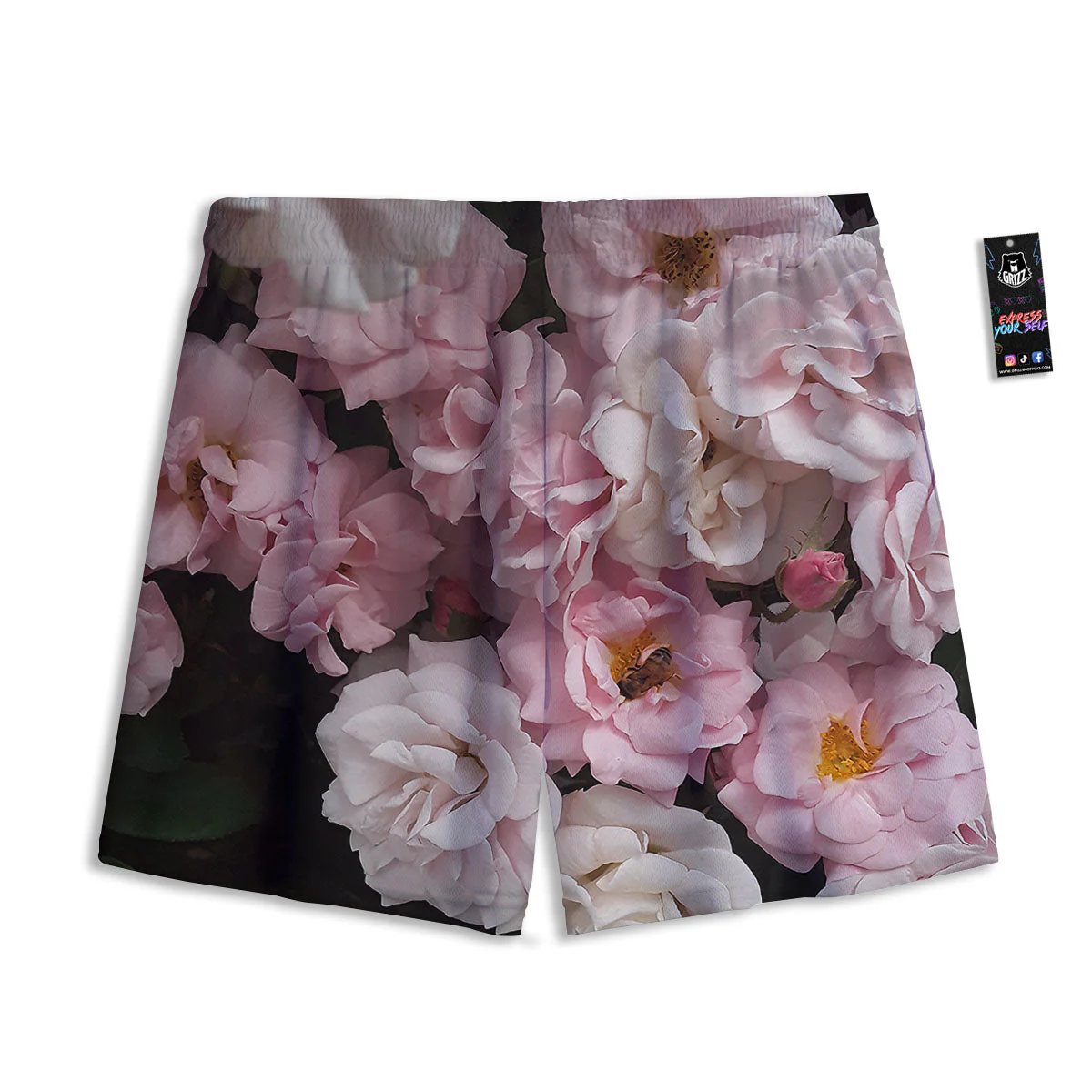 Roses Floral Retro Pink Print Mesh Shorts - Image 2