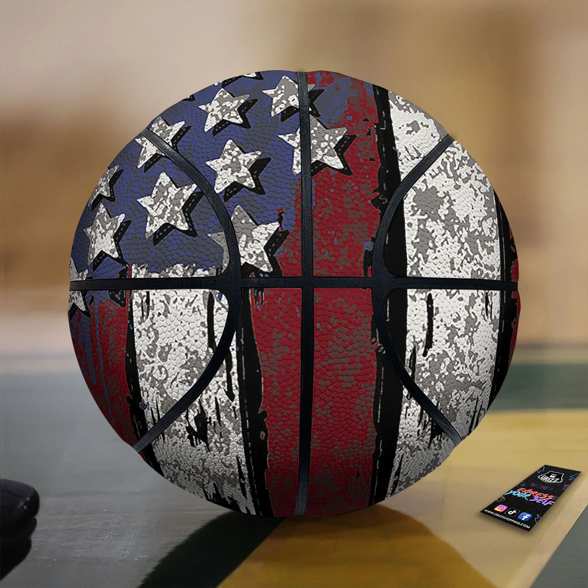 Rough American Flag Print Basketball