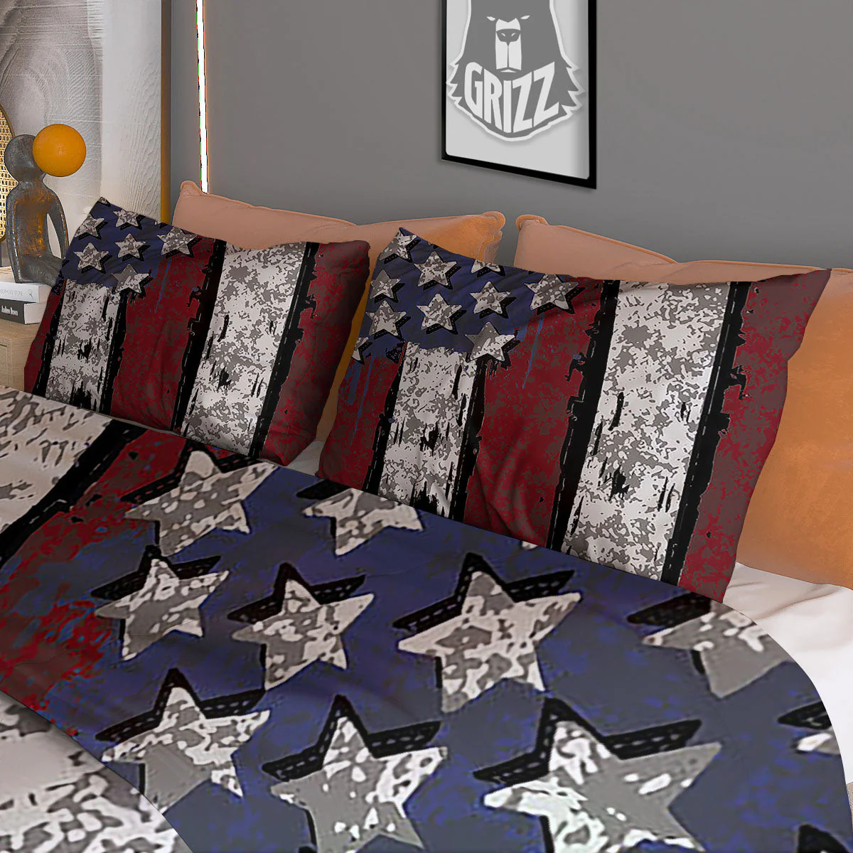 Rough American Flag Print Duvet Cover Bedding Set - Image 3