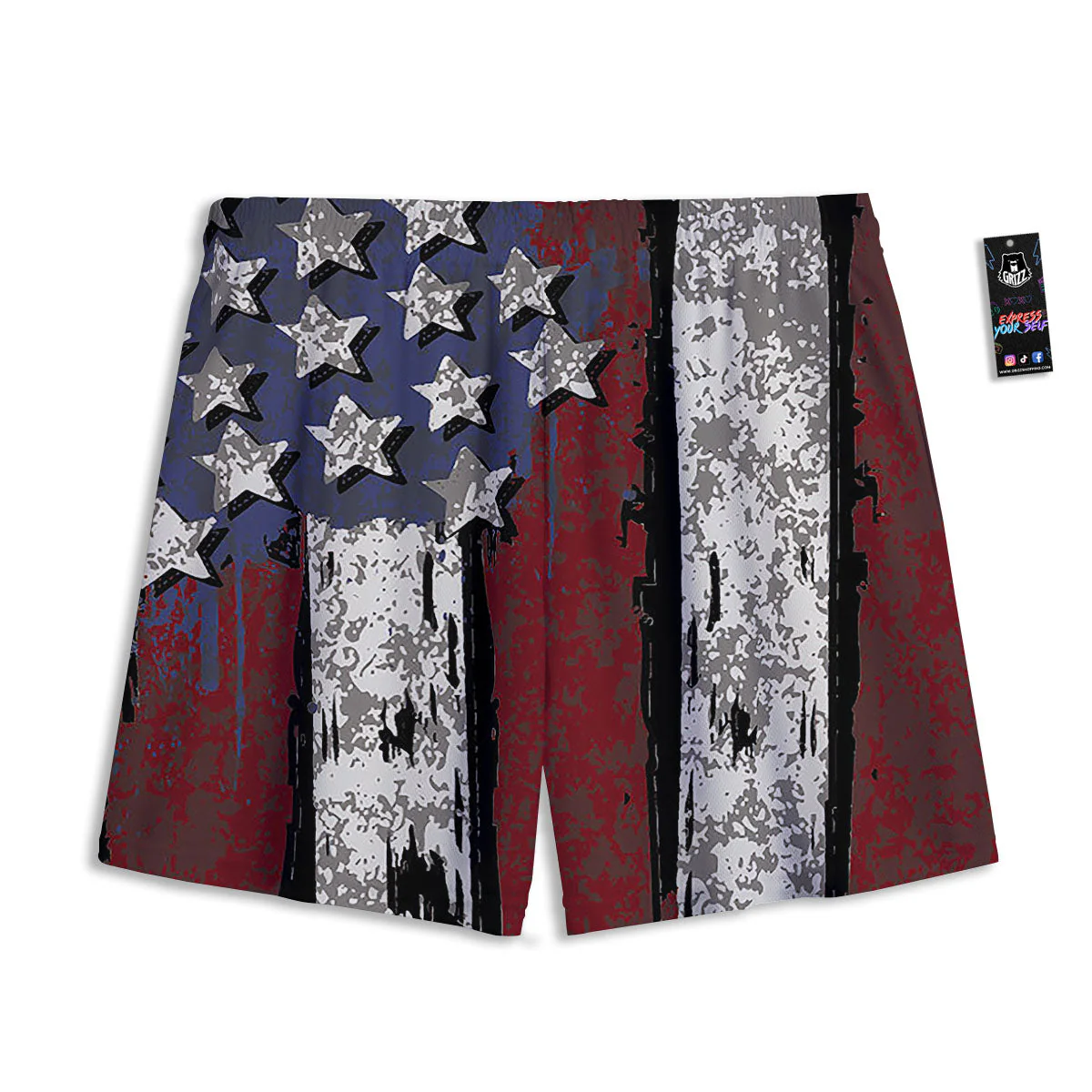 Rough American Flag Print Mesh Shorts - Image 2