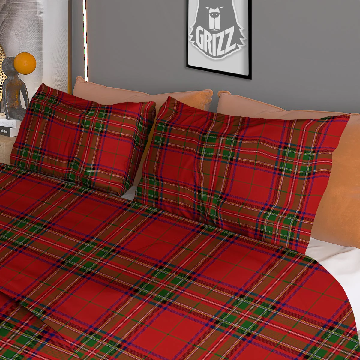 Royal Stewart Tartan Print Pattern Duvet Cover Bedding Set - Image 3