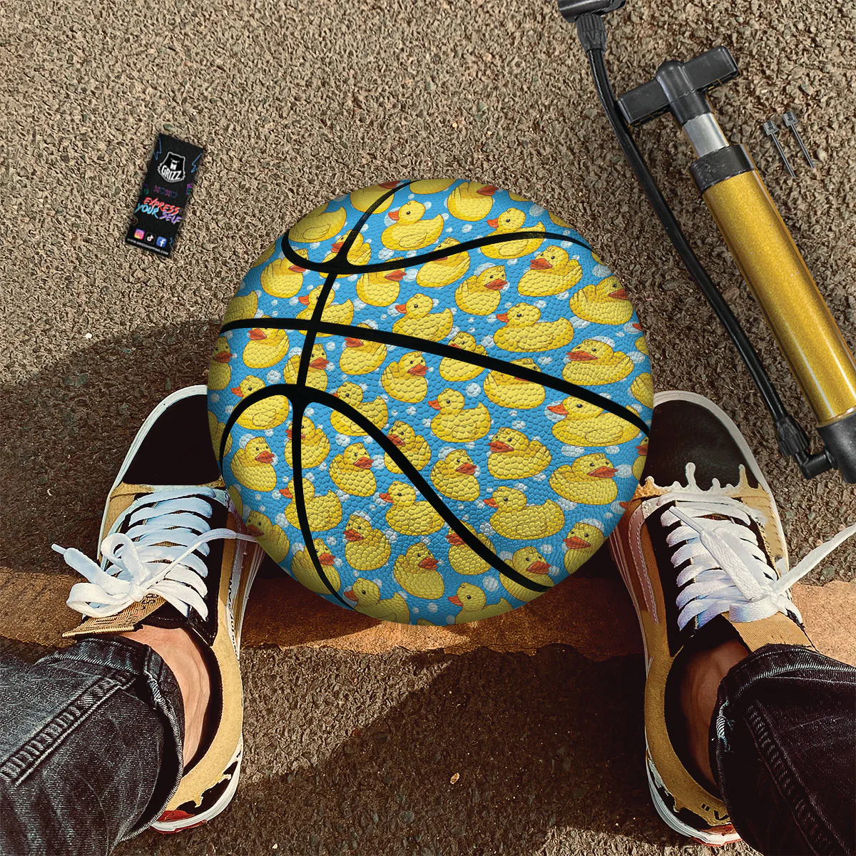 Rubber Duck In Water Print Pattern Basketball - Image 2