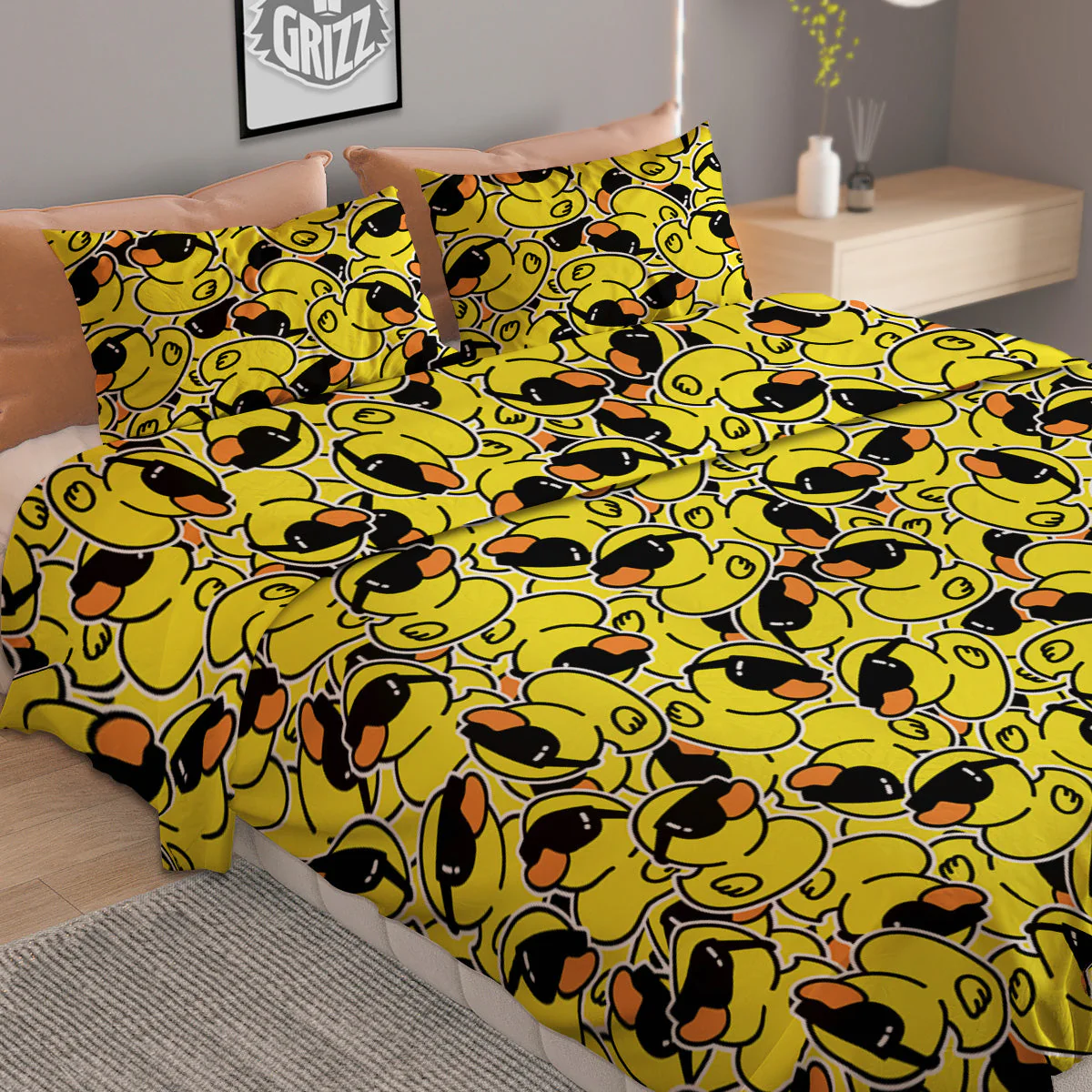 Rubber Duck Mafia Print Pattern Duvet Cover Bedding Set - Image 2