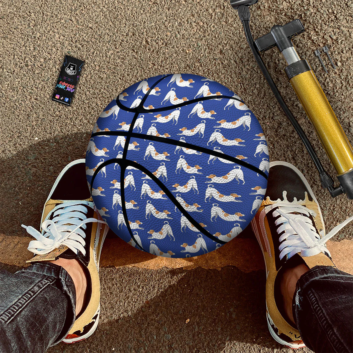 Russell Terrier Blue Jack Print Pattern Basketball - Image 3