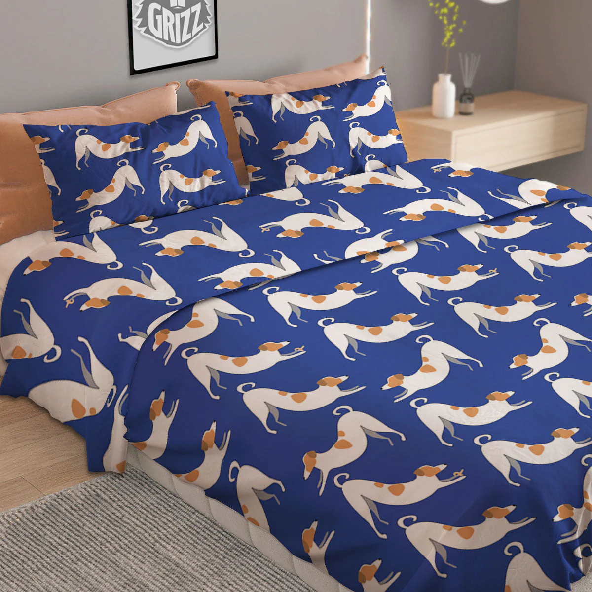 Russell Terrier Blue Jack Print Pattern Duvet Cover Bedding Set - Image 2