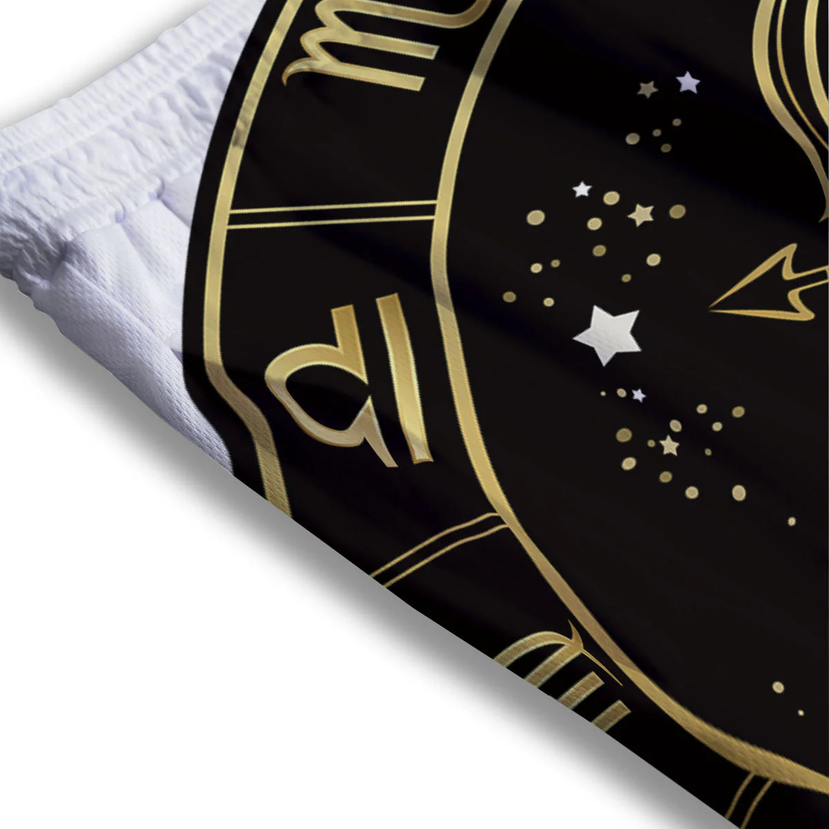Sagittarius Sign Black And Gold Print Mesh Shorts - Image 3