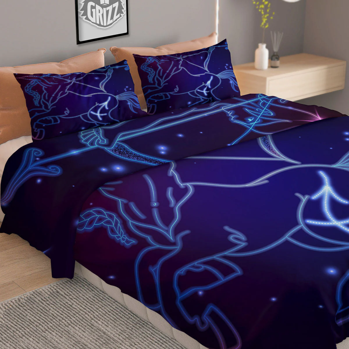 Sagittarius Sign Horoscope Print Duvet Cover Bedding Set - Image 2