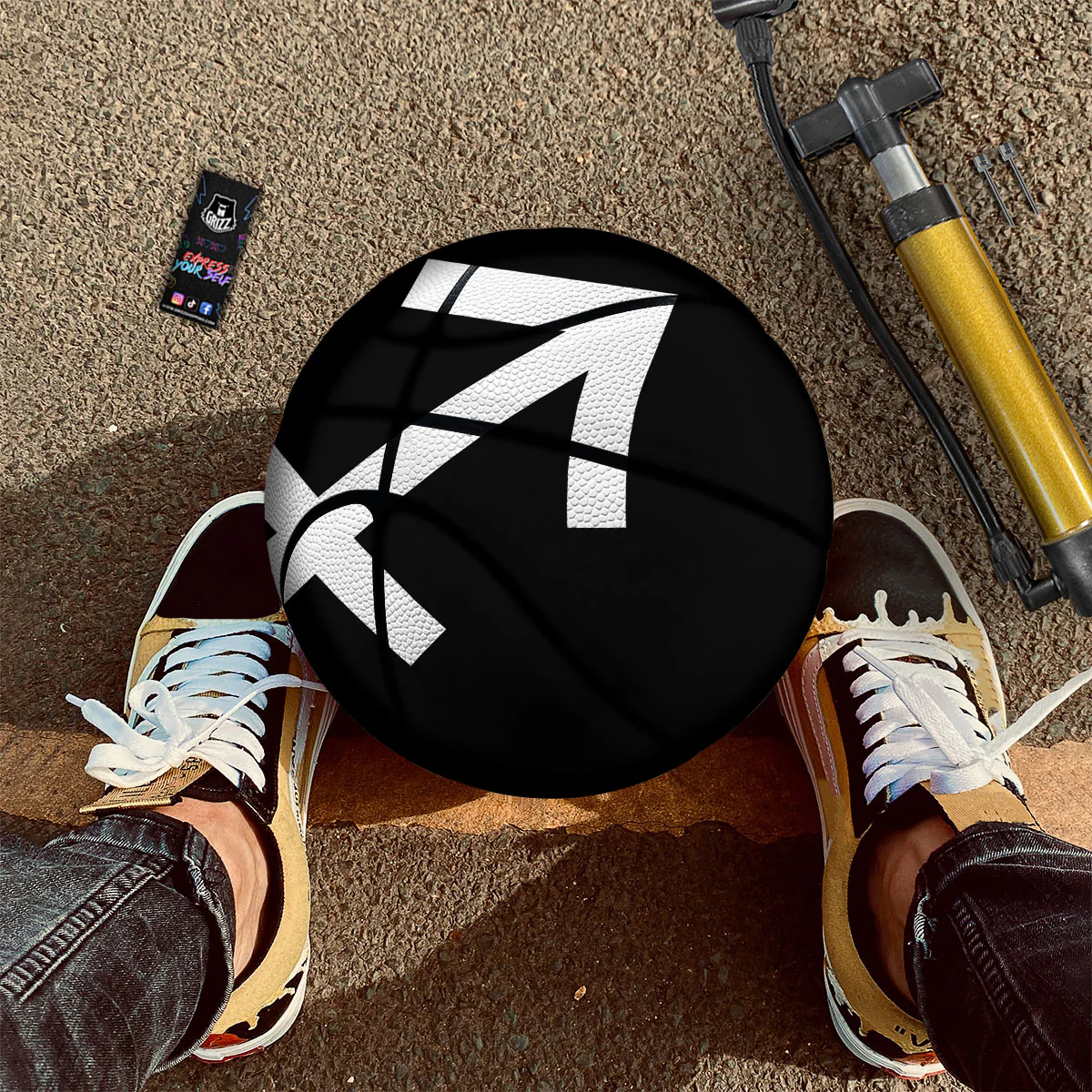 Sagittarius Sign White And Black Print Basketball - Image 2