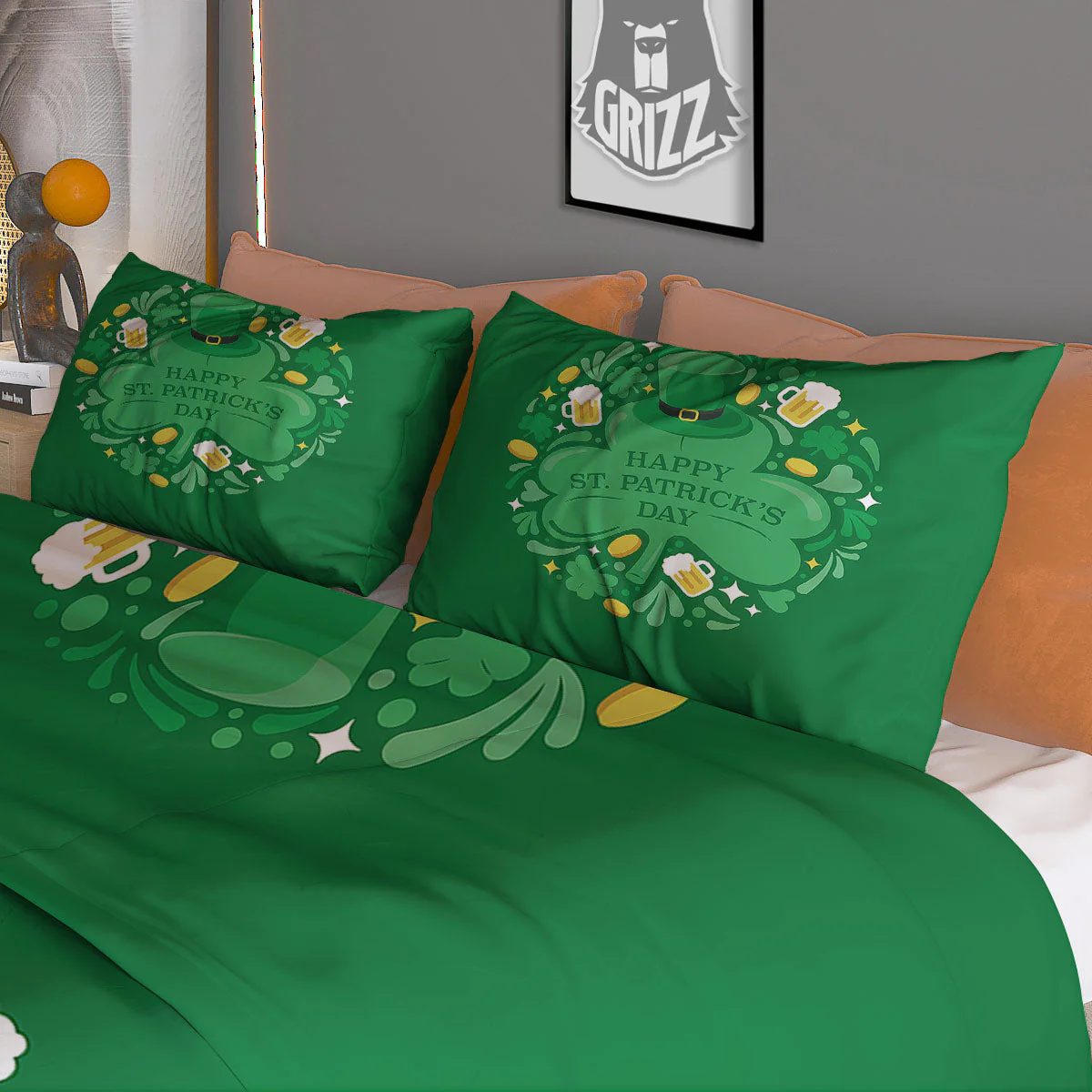 Saint Patrick's Day Green Irish Print Duvet Cover Bedding Set - Image 3