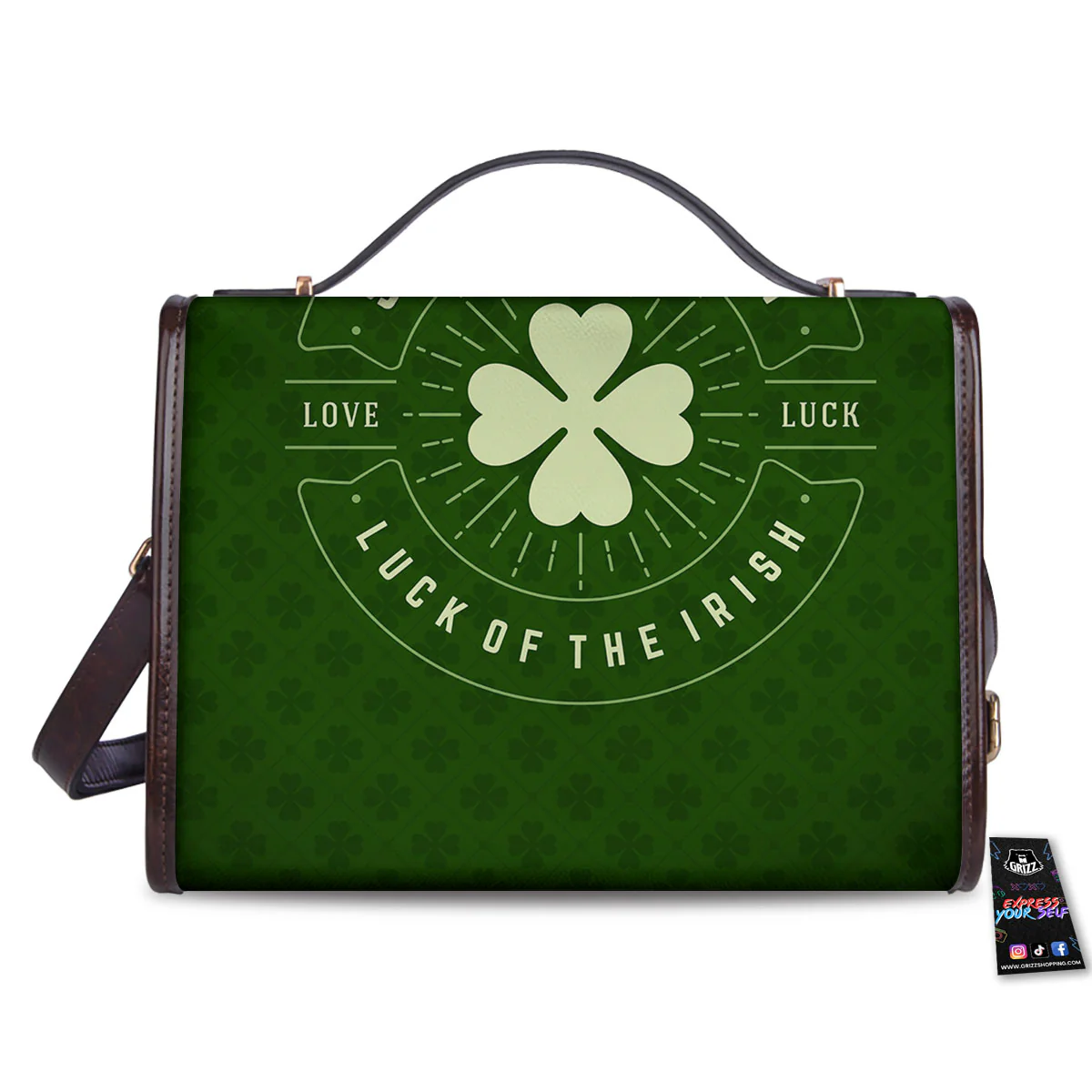 Saint Patrick's Day Irish Clover Print Women's Satchel Bag - Image 2