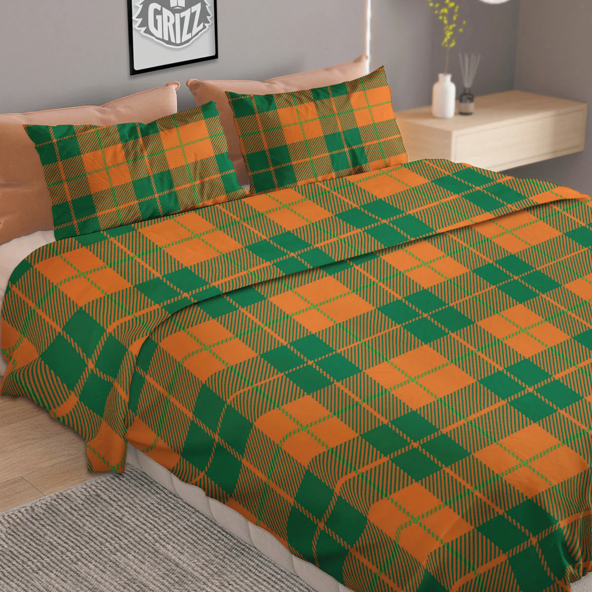 Saint Patrick's Day Irish Tartan Print Duvet Cover Bedding Set - Image 2