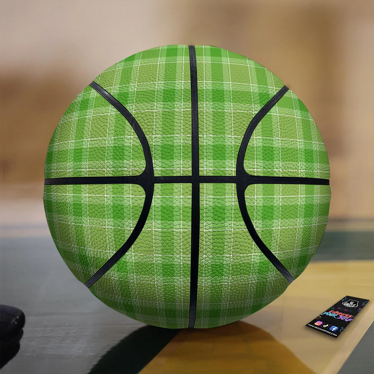 Saint Patrick's Day Shamrock Plaid Print Pattern Basketball