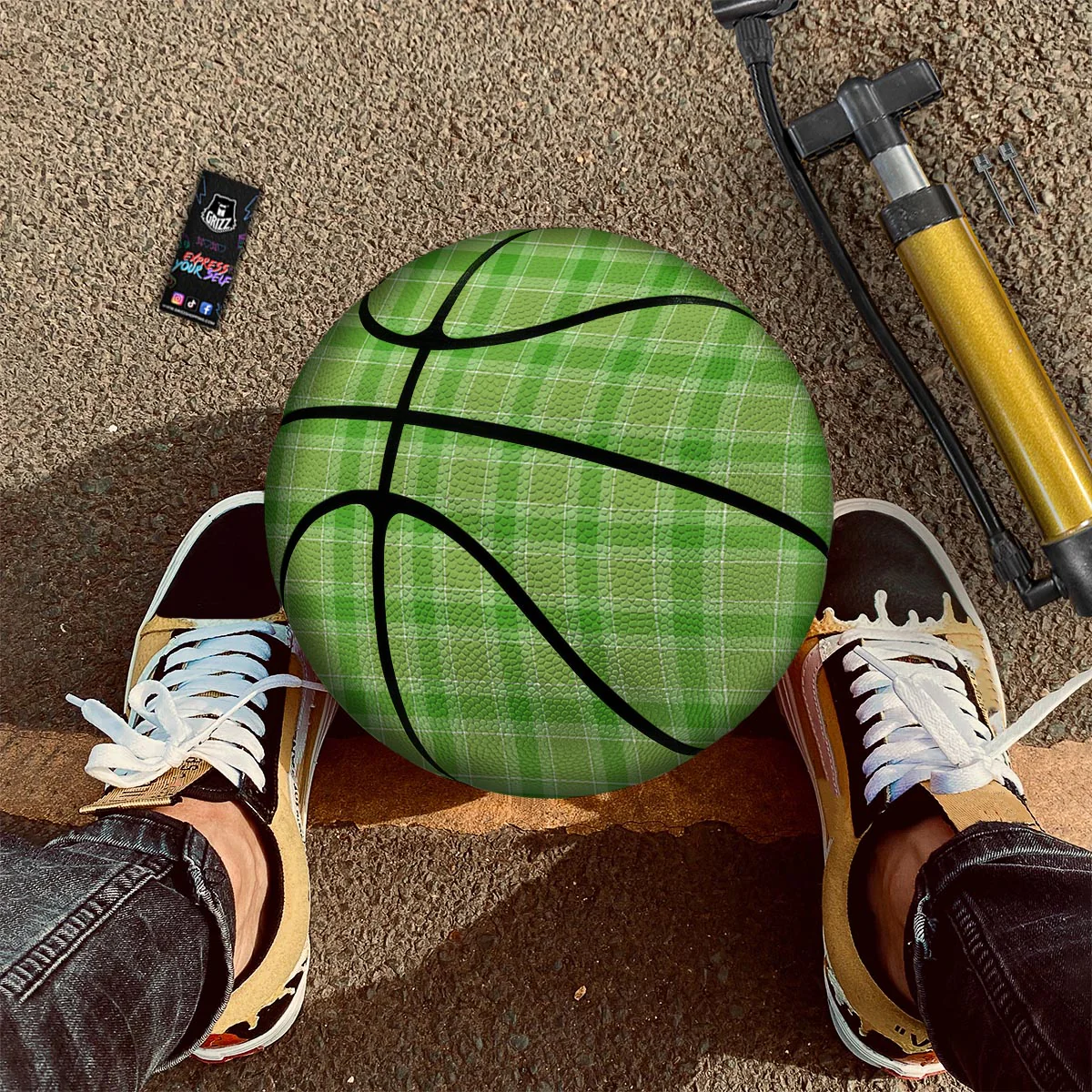 Saint Patrick's Day Shamrock Plaid Print Pattern Basketball - Image 2