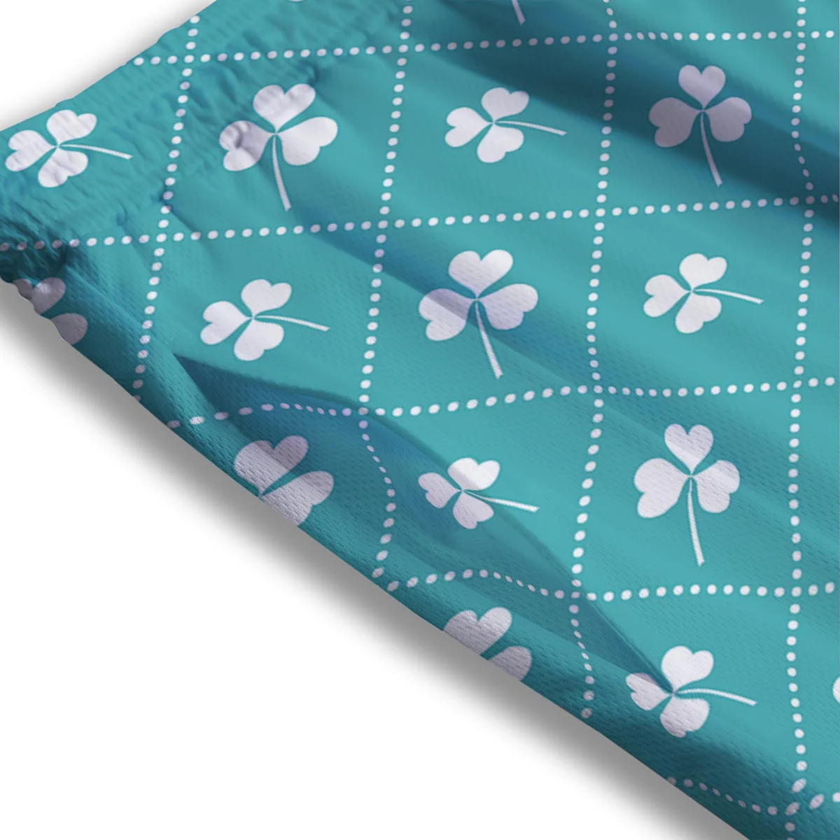 Saint Patrick's Day Shamrock Print Pattern Mesh Shorts - Image 3
