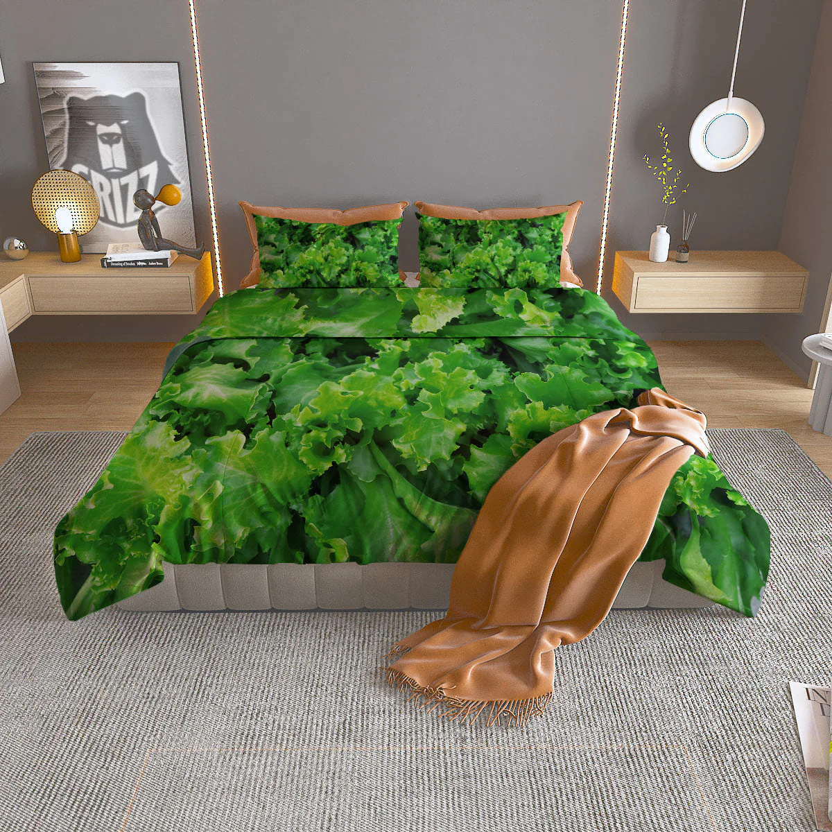 Salad Lettuce Green Print Duvet Cover Bedding Set
