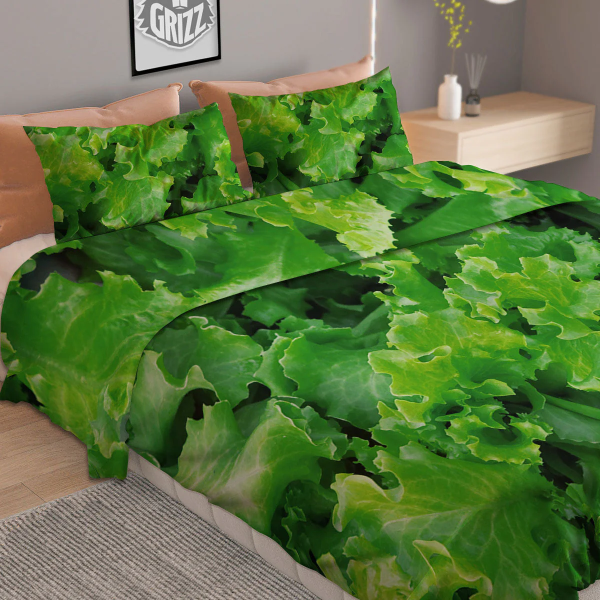 Salad Lettuce Green Print Duvet Cover Bedding Set - Image 2