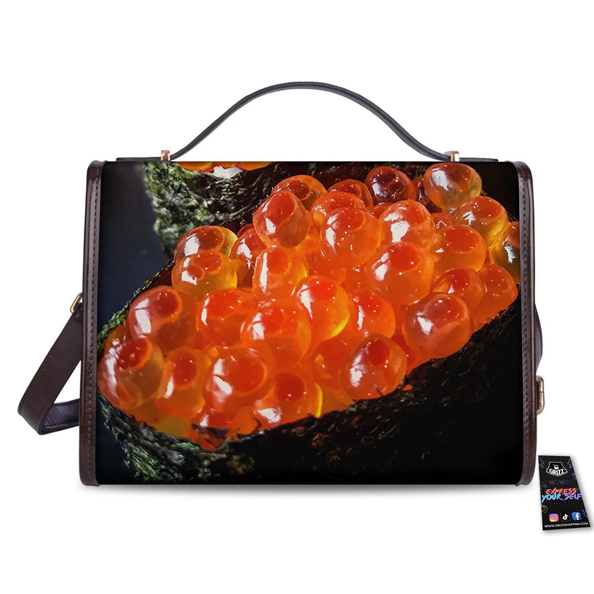Salmon Roe Sushi Print Women's Satchel Bag - Image 2