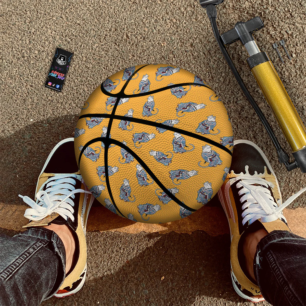 Samurai Cat Print Pattern Basketball - Image 2