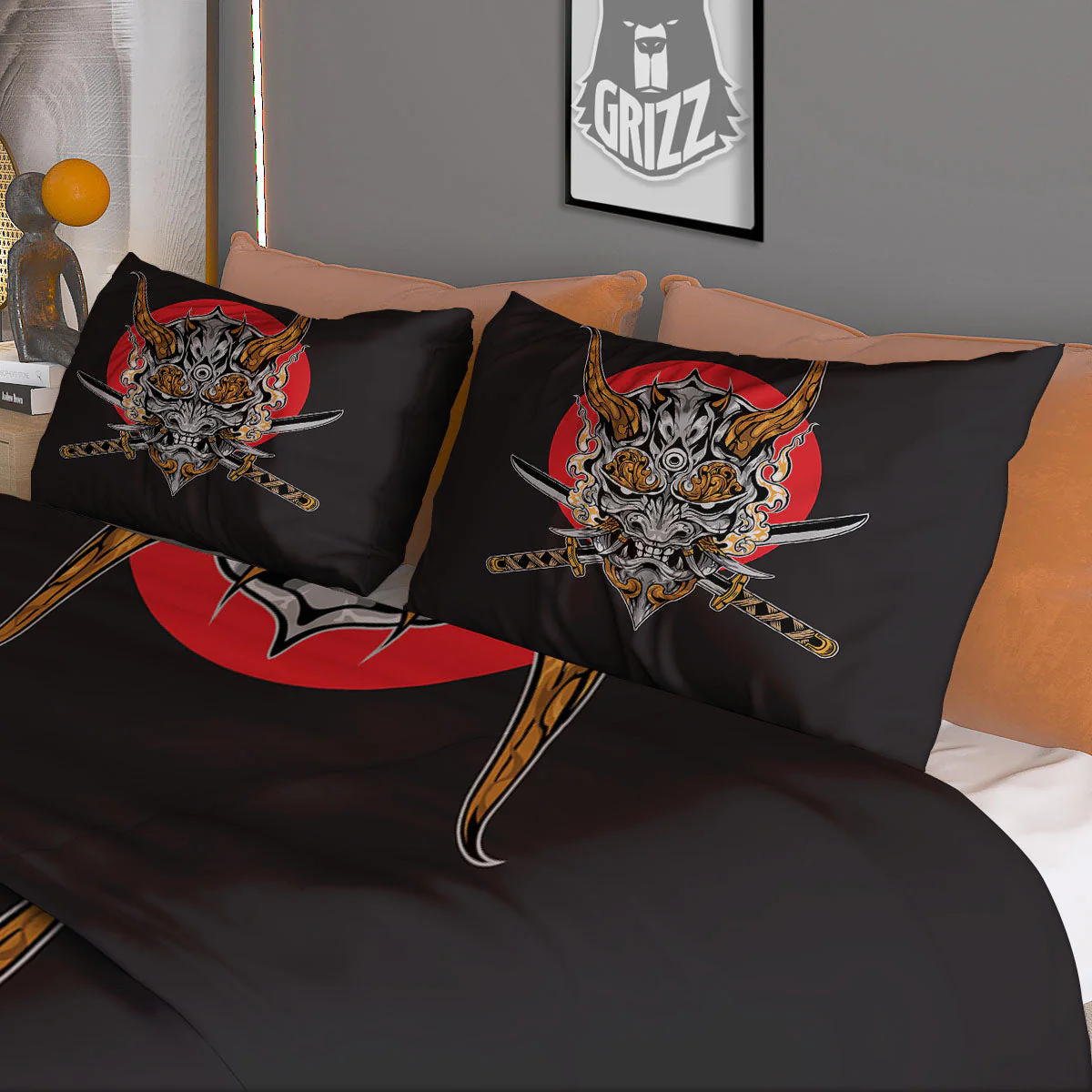 Samurai Demon Print Duvet Cover Bedding Set - Image 3