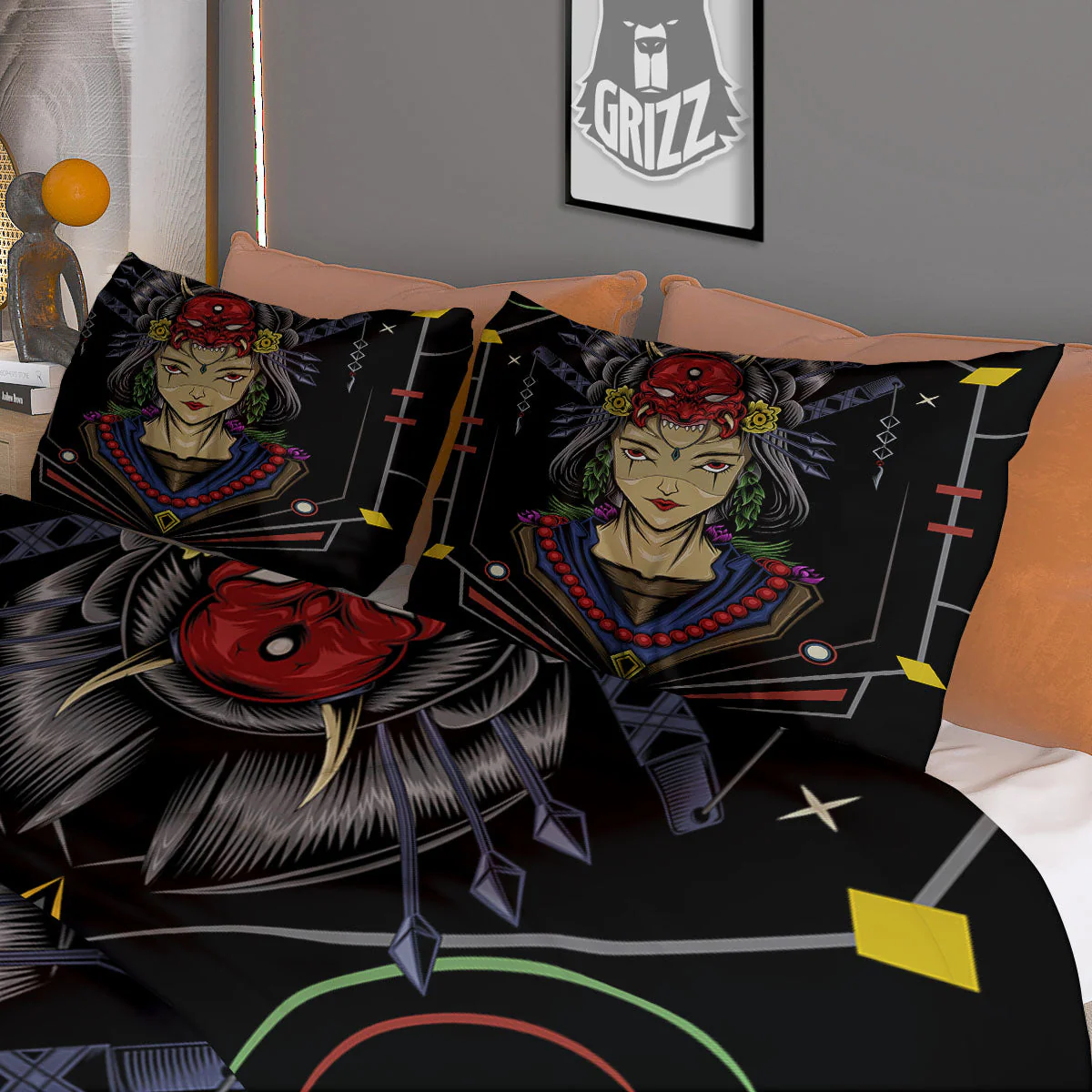 Samurai Girl Japanese Print Duvet Cover Bedding Set - Image 3
