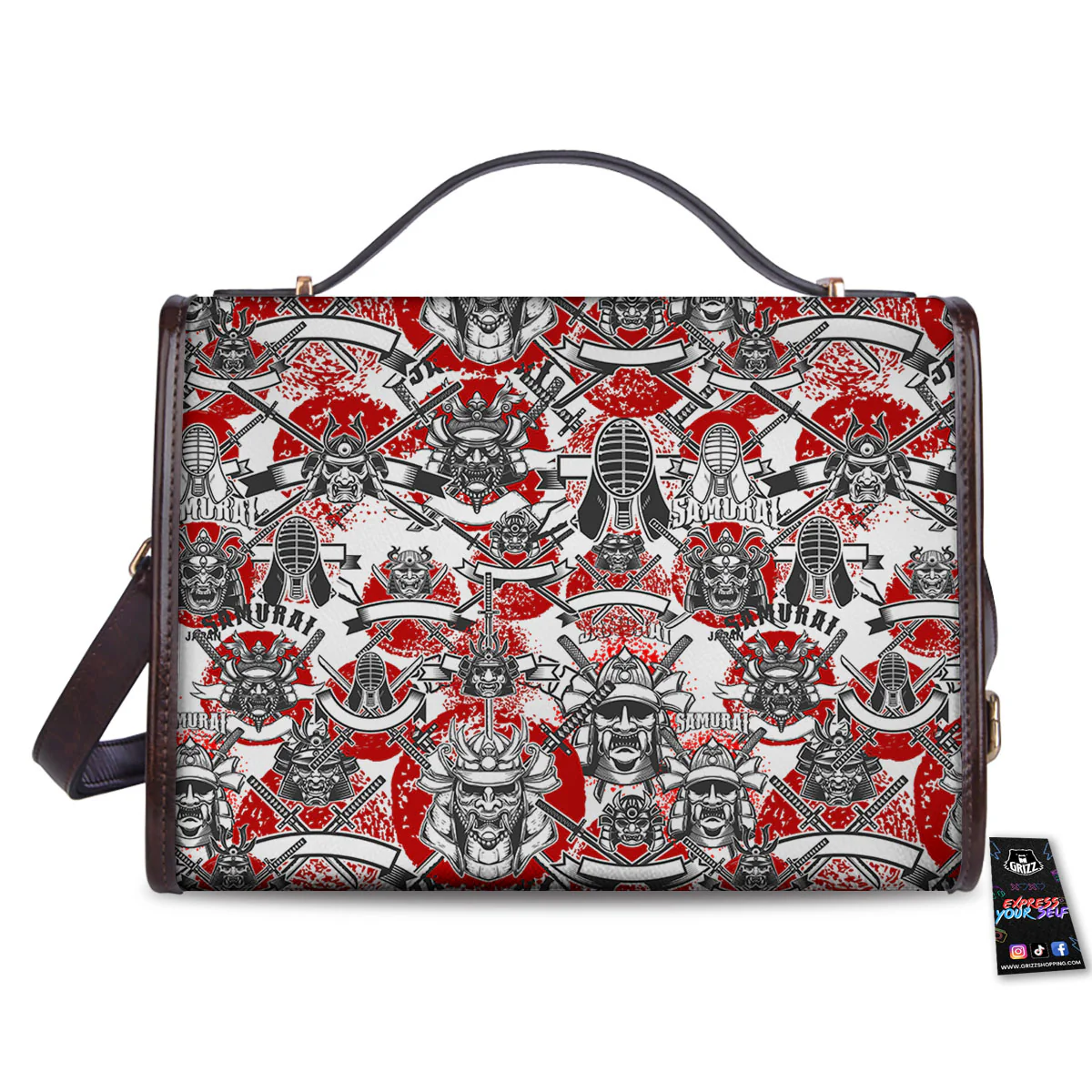 Samurai Japanese Print Pattern Women's Satchel Bag - Image 2