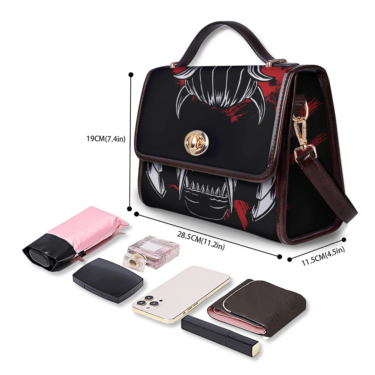 Samurai Mask Old Japanese Print Women's Satchel Bag - Image 4