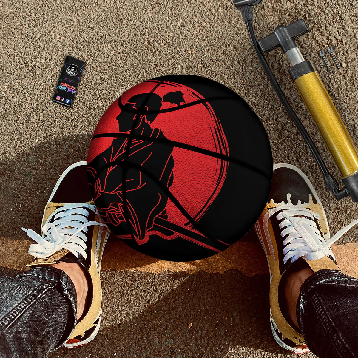 Samurai Red Sunset Print Basketball - Image 2