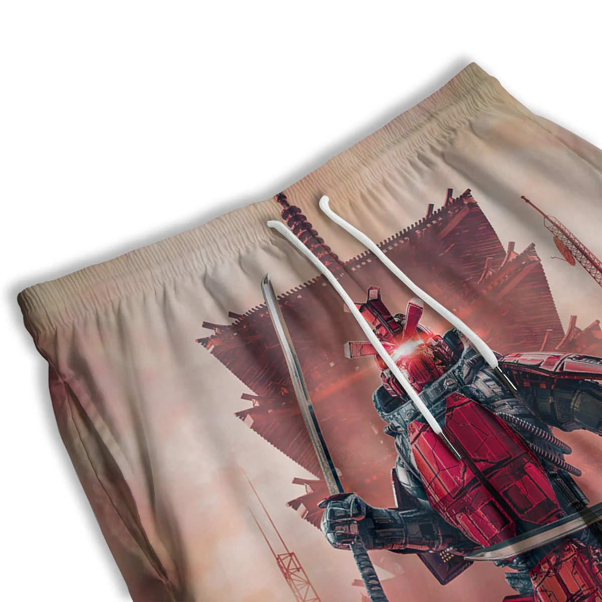 Samurai Robot Print Men's Athletic Shorts - Image 3