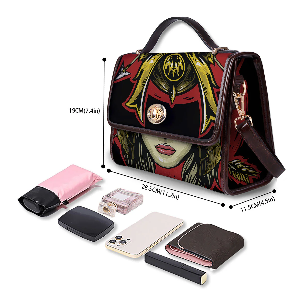 Samurai Woman Japanese Print Women's Satchel Bag - Image 4